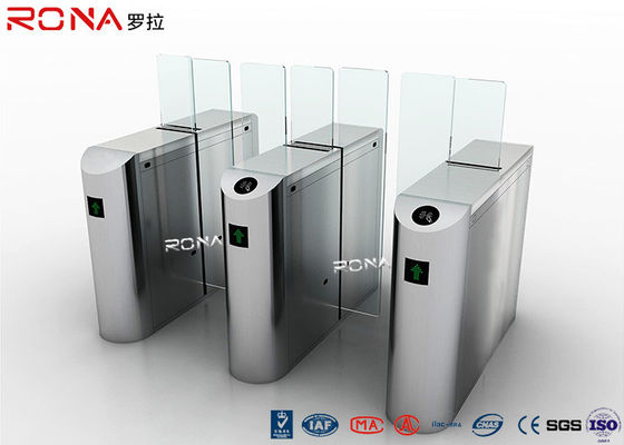 पूर्ण ऊंचाई ग्लास के साथ 304 स्टेनलेस स्टील स्लाइडिंग बैरियर गेट 220AC सेवार मोटर